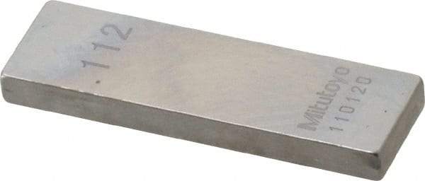 Mitutoyo - 0.112" Rectangular Steel Gage Block - Accuracy Grade 0, Includes Certificate of Inspection - USA Tool & Supply