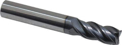 SGS - 3/8", 4 Flute, Single End, Solid Carbide, 0.03" Corner Radius End Mill - 2-1/2" OAL, Right Hand Flute, 7/8" LOC, Right Hand Cut - USA Tool & Supply