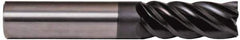 Accupro - 1", 2" LOC, 1" Shank Diam, 4" OAL, 5 Flute, Solid Carbide Square End Mill - Single End, nACRo Finish, Spiral Flute, Variable° Helix, Centercutting, Right Hand Cut, Right Hand Flute - USA Tool & Supply