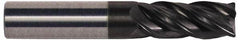 Accupro - 12mm, 4 Flute, Single End, Solid Carbide, Corner Chamfer End Mill - 75mm OAL, Right Hand Flute, 32mm LOC, Right Hand Cut - USA Tool & Supply