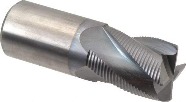 Accupro - 1" Diam, Fine Pitch, 1-1/4" LOC, 4 Flute Solid Carbide Roughing Square End Mill - TiCN Finish, 3" OAL, 1" Shank Diam, Single End, Centercutting, 30° Helix - USA Tool & Supply