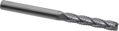 Accupro - 1/4" Diam, Fine Pitch, 1-1/8" LOC, 4 Flute Solid Carbide Roughing Square End Mill - TiCN Finish, 3" OAL, 1/4" Shank Diam, Single End, Centercutting, 30° Helix - USA Tool & Supply