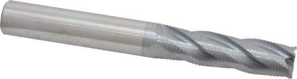 Accupro - 5/8" Diam, Fine Pitch, 2-1/4" LOC, 4 Flute Solid Carbide Roughing Square End Mill - TiCN Finish, 5" OAL, 5/8" Shank Diam, Single End, Centercutting, 30° Helix - USA Tool & Supply