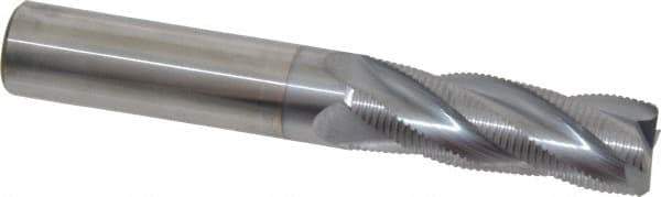 Accupro - 3/4" Diam, Fine Pitch, 2-1/4" LOC, 4 Flute Solid Carbide Roughing Square End Mill - TiCN Finish, 5" OAL, 3/4" Shank Diam, Single End, Centercutting, 30° Helix - USA Tool & Supply