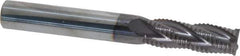 Accupro - 3/8" Diam, Fine Pitch, 1-1/8" LOC, 4 Flute Solid Carbide Roughing Square End Mill - AlTiN Finish, 3" OAL, 3/8" Shank Diam, Single End, Centercutting, 30° Helix - USA Tool & Supply