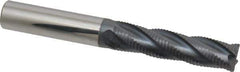 Accupro - 1/2" Diam, Fine Pitch, 2" LOC, 4 Flute Solid Carbide Roughing Square End Mill - AlTiN Finish, 4" OAL, 1/2" Shank Diam, Single End, Centercutting, 30° Helix - USA Tool & Supply