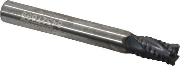 Accupro - 1/4" Diam, Fine Pitch, 3/8" LOC, 4 Flute Solid Carbide Roughing Square End Mill - AlTiN Finish, 2" OAL, 1/4" Shank Diam, Single End, Centercutting, 30° Helix - USA Tool & Supply