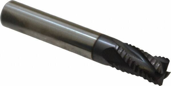 Accupro - 5/16" Diam, Fine Pitch, 7/16" LOC, 4 Flute Solid Carbide Roughing Square End Mill - AlTiN Finish, 2" OAL, 5/16" Shank Diam, Single End, Centercutting, 30° Helix - USA Tool & Supply