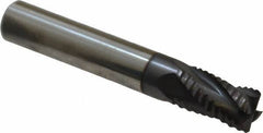 Accupro - 5/16" Diam, Fine Pitch, 7/16" LOC, 4 Flute Solid Carbide Roughing Square End Mill - AlTiN Finish, 2" OAL, 5/16" Shank Diam, Single End, Centercutting, 30° Helix - USA Tool & Supply