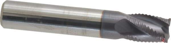 Accupro - 7/16" Diam, Fine Pitch, 9/16" LOC, 4 Flute Solid Carbide Roughing Square End Mill - AlTiN Finish, 2-1/2" OAL, 7/16" Shank Diam, Single End, Centercutting, 30° Helix - USA Tool & Supply
