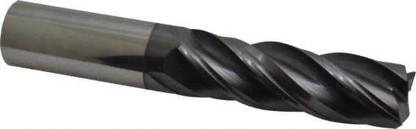 Accupro - 1", 4 Flute, Single End, Solid Carbide, Corner Chamfer End Mill - 6" OAL, Right Hand Flute, 3-1/4" LOC, Right Hand Cut - USA Tool & Supply
