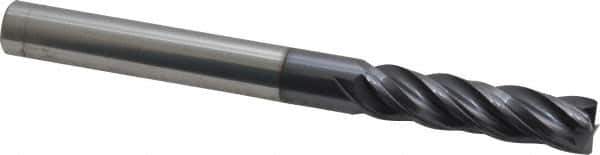 Accupro - 3/8", 4 Flute, Single End, Solid Carbide, Corner Chamfer End Mill - 4" OAL, Right Hand Flute, 1-1/2" LOC, Right Hand Cut - USA Tool & Supply
