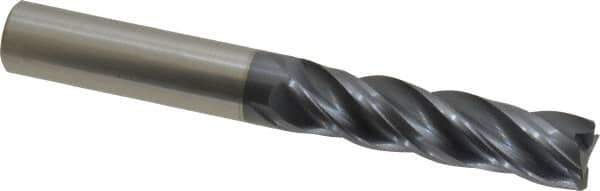 Accupro - 1/2", 4 Flute, Single End, Solid Carbide, Corner Chamfer End Mill - 4" OAL, Right Hand Flute, 2" LOC, Right Hand Cut - USA Tool & Supply