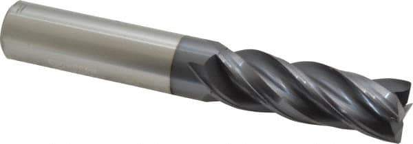 Accupro - 3/4", 4 Flute, Single End, Solid Carbide, Corner Chamfer End Mill - 5" OAL, Right Hand Flute, 2-1/4" LOC, Right Hand Cut - USA Tool & Supply