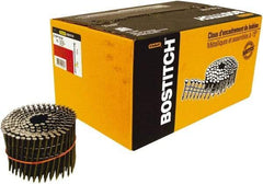 Stanley Bostitch - 11 Gauge 0.131" Shank Diam 3-1/4" Long Framing Nails for Power Nailers - Steel, Yellow Zinc Finish, Smooth Shank, Coil Wire Collation, Round Head, Diamond Point - USA Tool & Supply