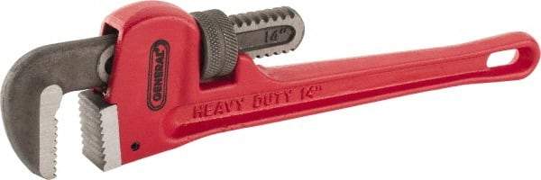 General - 14" Cast Iron Straight Pipe Wrench - 2" Pipe Capacity - USA Tool & Supply