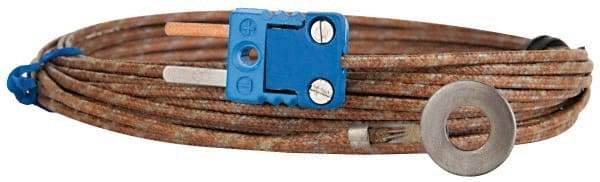 Thermo Electric - 0 to 750°F, T Surface, Thermocouple Probe - 25 Ft. Cable Length, Mini Connector, 15 Sec Response Time - USA Tool & Supply