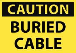NMC - Accident Prevention Label, Header: CAUTION - Legend: Caution - Buried Cable, English, Black & Yellow, 5" Long x 3" High, Sign Muscle Finish - USA Tool & Supply