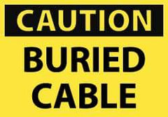 NMC - Accident Prevention Label, Header: CAUTION - Legend: Caution - Buried Cable, English, Black & Yellow, 5" Long x 3" High, Sign Muscle Finish - USA Tool & Supply