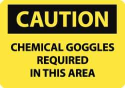 NMC - "Caution - Chemical Goggles Required in This Area", 7" Long x 10" Wide, Rigid Plastic Safety Sign - Rectangle, 0.05" Thick, Use for Accident Prevention - USA Tool & Supply