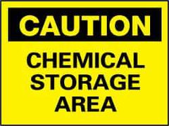 NMC - "Caution - Chemical Storage Area", 7" Long x 10" Wide, Pressure-Sensitive Vinyl Safety Sign - Rectangle, 0.004" Thick, Use for Hazardous Materials - USA Tool & Supply
