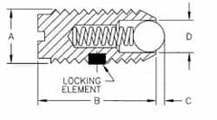 TE-CO - M10x1.5, 5.99mm Ball Diam, 19mm Body Length, 2.01mm Max Ball Reach, Threaded Ball Plunger - USA Tool & Supply