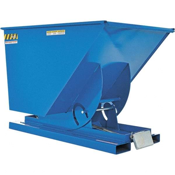 Vestil - 2,000 Lb Load Capacity, 1 Cu Yd, Steel Self-Dumping Hopper - 41-11/16" Wide x 61-1/8" Long x 42-11/16" High, Blue - USA Tool & Supply