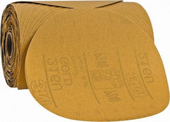 3M - 6" Diam, 240 Grit Aluminum Oxide Adhesive PSA Disc - Very Fine Grade, Gold, A Weighted Backing, Flexible, Use with Random Orbital Sanders - USA Tool & Supply