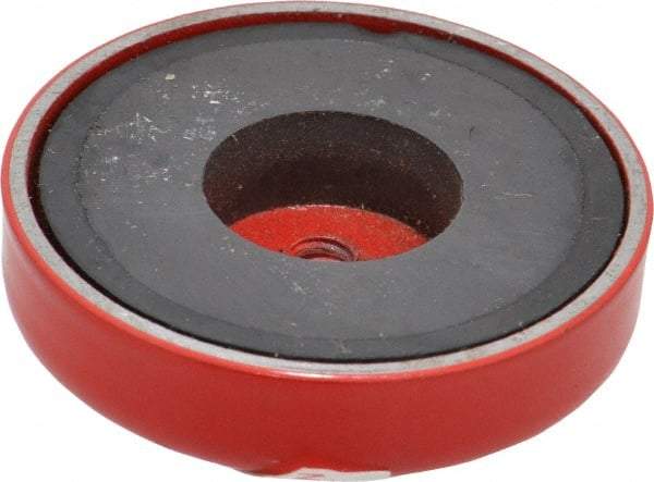 Value Collection - 10-24 Tap, 9 kg Average Pull Force, 1-3/4" Diam, 3/8" High, Ceramic Pot Magnet - Red, 0.34" Countersunk Hole - USA Tool & Supply