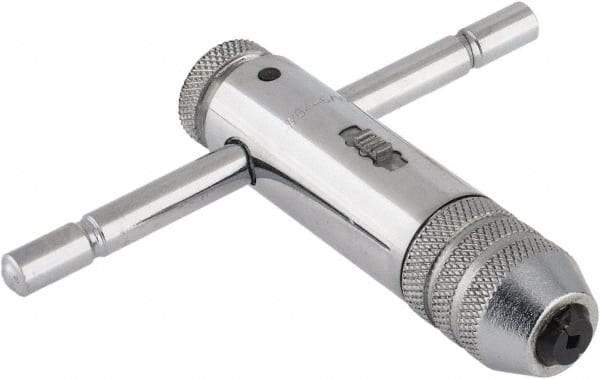 Interstate - 5/32 to 1/4" Tap Capacity, T Handle Tap Wrench - 3-3/8" Overall Length, Ratcheting - USA Tool & Supply