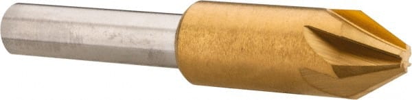 Melin Tool - 3/8" Head Diam, 1/4" Shank Diam, 6 Flute 60° Cobalt Countersink - USA Tool & Supply
