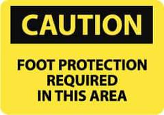 NMC - "Caution - Foot Protection Required in This Area", 10" Long x 14" Wide, Aluminum Safety Sign - Rectangle, 0.04" Thick, Use for Accident Prevention - USA Tool & Supply