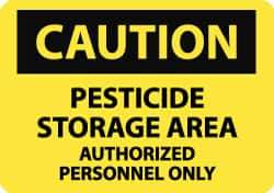 NMC - "Caution - Pesticide Storage Area - Authorized Personnel Only", 7" Long x 10" Wide, Pressure-Sensitive Vinyl Safety Sign - Rectangle, 0.004" Thick, Use for Hazardous Materials - USA Tool & Supply