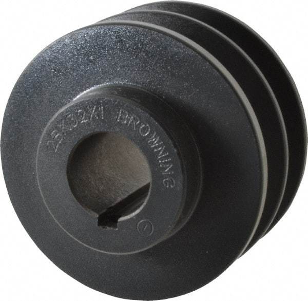 Browning - 1" Bore, 1-31/32 Long, 3.35" Outside Diam, Finished Bore Two Groove V Belt Sheave - 3 Belt Pitch B, 2.6" Pitch Diam of 4L Belt - USA Tool & Supply