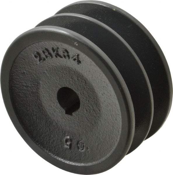 Browning - 5/8" Bore, 1-31/32 Long, 3.55" Outside Diam, Finished Bore Two Groove V Belt Sheave - 3.2 Belt Pitch B, 2.8" Pitch Diam of 4L Belt - USA Tool & Supply