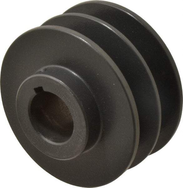 Browning - 1-1/8" Bore, 1-31/32 Long, 3.55" Outside Diam, Finished Bore Two Groove V Belt Sheave - 3.2 Belt Pitch B, 2.8" Pitch Diam of 4L Belt - USA Tool & Supply