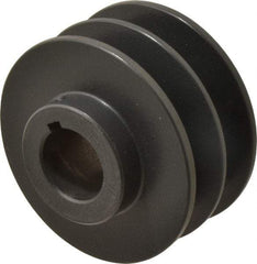 Browning - 1-1/8" Bore, 1-31/32 Long, 3.55" Outside Diam, Finished Bore Two Groove V Belt Sheave - 3.2 Belt Pitch B, 2.8" Pitch Diam of 4L Belt - USA Tool & Supply