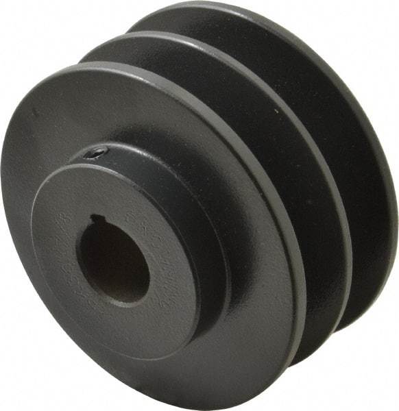 Browning - 7/8" Bore, 1-31/32 Long, 3-3/4" Outside Diam, Finished Bore Two Groove V Belt Sheave - 3.4 Belt Pitch B, 3" Pitch Diam of 4L Belt - USA Tool & Supply