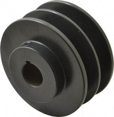 Browning - 7/8" Bore, 1-31/32 Long, 3-3/4" Outside Diam, Finished Bore Two Groove V Belt Sheave - 3.4 Belt Pitch B, 3" Pitch Diam of 4L Belt - USA Tool & Supply
