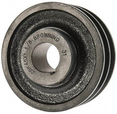 Browning - 1-1/8" Bore, 1-15/32 Long, 4-1/4" Outside Diam, Finished Bore Two Groove V Belt Sheave - 3.9 Belt Pitch B, 3-1/2" Pitch Diam of 4L Belt - USA Tool & Supply