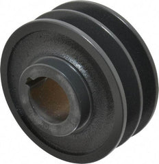 Browning - 1-3/8" Bore, 1-15/32 Long, 4-1/4" Outside Diam, Finished Bore Two Groove V Belt Sheave - 3.9 Belt Pitch B, 3-1/2" Pitch Diam of 4L Belt - USA Tool & Supply