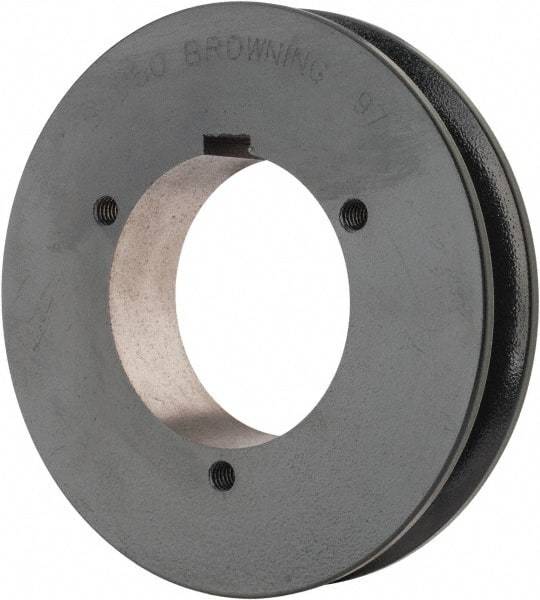 Browning - 1 Groove, 5/8 to 2-1/4 Bore Diam, 5.28" Outside Diam, QD Bushed V Belt Sheave - 5.1 5V Diam Belt Pitch - USA Tool & Supply