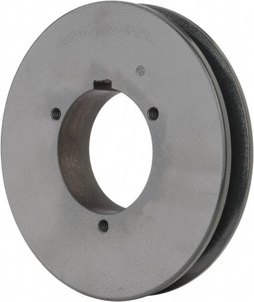 Browning - 1 Groove, 5/8 to 2-1/4 Bore Diam, 6.28" Outside Diam, QD Bushed V Belt Sheave - 6.1 5V Diam Belt Pitch - USA Tool & Supply