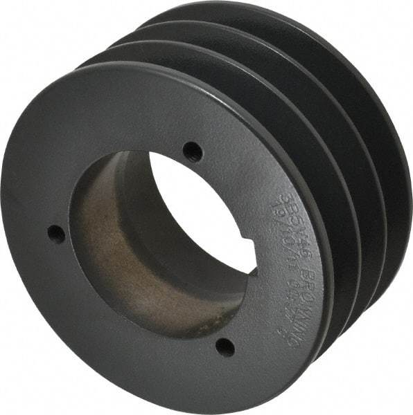 Browning - 3 Groove, 5/8 to 2-1/4 Bore Diam, 4.88" Outside Diam, QD Bushed V Belt Sheave - 4.7 5V Diam Belt Pitch - USA Tool & Supply