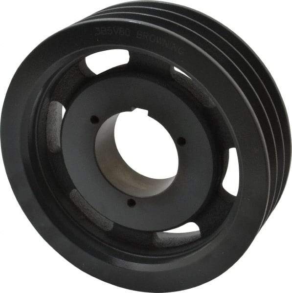 Browning - 3 Groove, 5/8 to 2-1/4 Bore Diam, 8.28" Outside Diam, QD Bushed V Belt Sheave - 8.1 5V Diam Belt Pitch - USA Tool & Supply