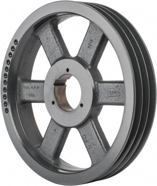 Browning - 3 Groove, 5/8 to 2-1/4 Bore Diam, 12.68" Outside Diam, QD Bushed V Belt Sheave - 12.5 5V Diam Belt Pitch - USA Tool & Supply