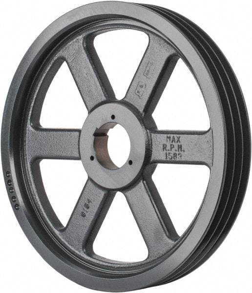 Browning - 3 Groove, 5/8 to 2-1/4 Bore Diam, 15.68" Outside Diam, QD Bushed V Belt Sheave - 15.5 5V Diam Belt Pitch - USA Tool & Supply