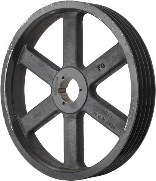 Browning - 4 Groove, 5/8 to 2-1/4 Bore Diam, 18.68" Outside Diam, QD Bushed V Belt Sheave - 18.5 5V Diam Belt Pitch - USA Tool & Supply