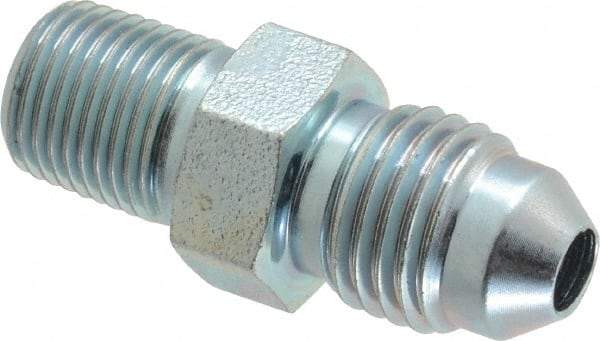 Voss - 7/16-20 x 1/8 Male Thread, Zinc Plated Carbon Steel Industrial Pipe Adapter - MJIC x MBSPT - USA Tool & Supply