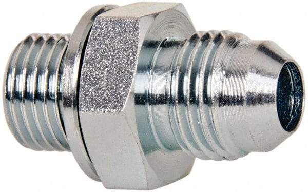 Voss - 9/16-18 x 1/4 Male Thread, Zinc Plated Carbon Steel Industrial Pipe Adapter - MJIC x MBSPP - USA Tool & Supply